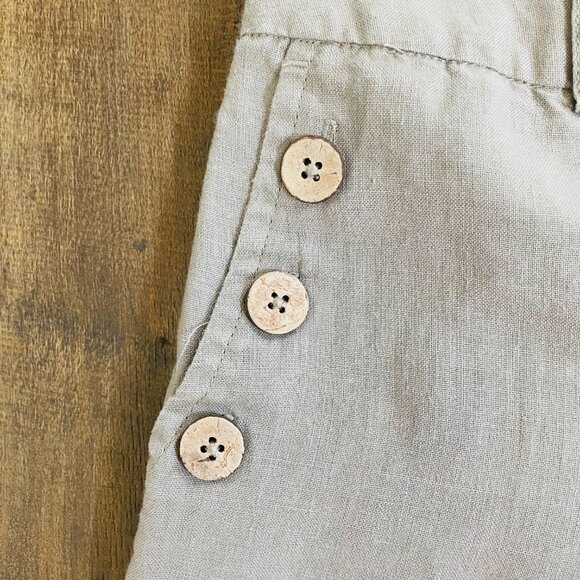 Cynthia Rowley Linen Shorts Size 4 | Tan Button-Front High Waist Summer Short - Picture 5 of 9
